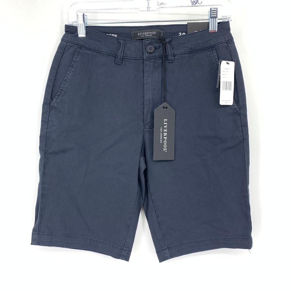 Liverpool Modern Fit Chino Shorts Mens Size 28 Navy Blue Wash NEW